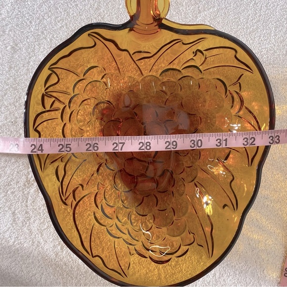 Vintage Indiana Glass Amber Glass Textured Grape Bowl Fruit Bowl - Picture 3 of 11